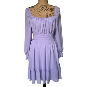 Lavender NEW Purple Tie Back Flowy Long Sleeve Dress Women’s Size Large NWOT